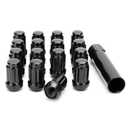 ATV M12x1.5 Spline Lug Nuts, 16pcs 12x1.5 Lug Nuts Black with 1 Socket Key,12mmx1.5 Closed End Locking Lug Nuts for Polaris Ranger RZR Honda Can-Am Pioneer Maverick X3 Talon Outlander Civic