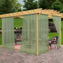 Outdoor Sheer Curtains for Patio Waterproof, 2 Panels Rod Pocket Indoor/Outdoor Voile Sage Green Sheer Curtain for Pergola, Porch, Cabana and Gazebo52 x 108 Inch