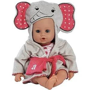 ADORA Bath Time Babies Collection, 13" Baby Doll and Clothes Set, Made with Fresh Powder Scent and Exclusive QuickDri Vinyl Body, Birthday Gift for Ages 1+ - Elephant