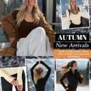 Riyiper 3 Pack Women's Thermal Long Sleeve Shirts, Fleece Scoop Neck Fitted Top Stretchy Thumb Holes Undershirt Baselayer Tee (Medium, Black, Cream, Dark Brown)