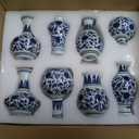 Dandat 8 Pcs Chinoiserie Bud Vases Small Blue and White Flower Porcelain Vase Ceramic Vintage Floral Chinese Vase Set for Home Dining Room Living Room Shelf Table Centerpieces Decor(Elegant)