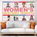 Women’s History Month Bulletin Board Decorations Photo Booth Backdrop International Women’s Day Poster Famous Women Inspirational School Classroom Office Wall Decor, 3.6ft*5.9ft