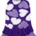 CuteBone Purple Heart Dog Sweater Dress for Dogs Girl, Soft and Stretchy Dog Sweater for  Large Dogs, Pullover Pet Winter Clothes Ruffle Dress Cat Apparel DS101L, Large