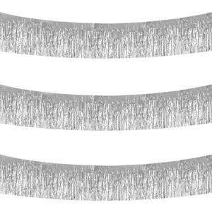 BEISHIDA 3 Packs 30 Feet Metallic Foil Fringe Garland Tinsel StreamersShiny Silver Wall Hanging Tinsel Fringe Banners for Wedding Birthday Party Decoration Halloween Christmas New Year