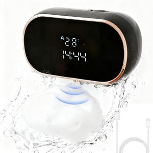 WGFOIP 350ml Automatic Foaming Soap Dispenser, Digital Display Touchless Electric Dispenser with IPX5 Water Proof for Bathroom (Black)