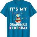 It's My grandma's Birthday Family Matching confetti cake T-Shirt, Size M,Sapphire Blue
