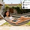 Cotton Canvas Hammock, Comfortable Fabric Camping Hammock with Tree Straps, Up to 440lbs with Travel Bag for Camping Outdoor/Indoor Patio Backyard(Black&White, Without bar)