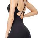 LOVESOFT Workout Romper for Women Short Jumpsuit Sleeve Bodycon Unitard Sport Bodysuit Onesie Athletic One Piece (Black)