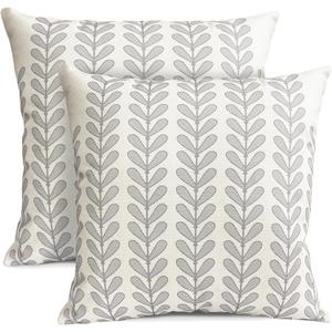 Decorative Throw Pillow Covers Set of 2 Light Gray Pillow Covers 18x18 Inch Throw Pillow Cover Linen Pillowcase Modern Boho Farmhouse Outdoor Pillow Covers for Couch Sofa Bed Living Room