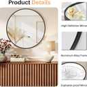 Bathroom Mirror for Wall, 24 Inch Round Mirror, Matte Black Metal Framed Circle Vanity Mirror for Bathroom Bedroom Living Room Entryway, Anti-Rust, Tempered Glass, Hanging or Leaning