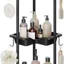 Nieifi Corner Shelf Stand, 3 Tier Storage Organizer Floor Corner Shower Shelves for Bathroom, Toilet (Black)