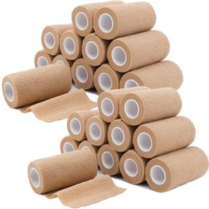 24 Rolls Self Adhesive Bandage Wrap, Vet Wrap 4 Inch for Horses Dogs Wounds Care Dressings, Elastic Self Stick Cohesive Bandage Wrap, Wrist, Sports, Ankle Tape Leg Wraps (Brown)
