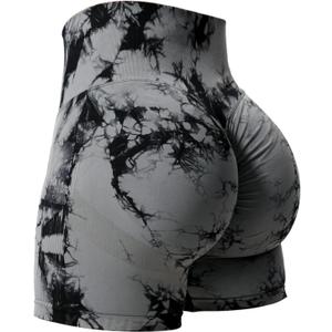 YEOREO Women High Waist Workout Yoga Gym Smile Contour Seamless Cycling Shorts Medium