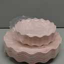 LIYH 24 Pcs Pink Plates Reusable, Pink Plastic Scalloped Plate Durable and Dishwasher Safe,Baby Shower Plate, Light Weight Daisy Plastic Wavy Plates for Wedding Party Birthday (24(12 Guests))