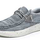 Felabo Kids Boys Girls Slip-On Casual Loafers Canvas Walking Shoes Comfortable & Lightweight, (6 Toddler, Bluegray)