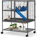 HABUTWAY 36.5''H Large Metal Rolling Ferrets Cage, 2-Tiers Small Animal Cages, Critter Nation Cage for Rats/Chinchillas, 0.5'' Bar Spacing for Ferret,Small Animal Cage w/Removable Ramp & Platform