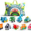 ALASOU 9 PCS Baby Cranes Car Toys with Playmat/Storage Bag|1st Birthday Gifts for Toddler|Baby Toy for 1 2 Year Old Boy|1 2 Year Old Boy Christmas Birthday Gift for Infant|Stocking Stuffers for Kids