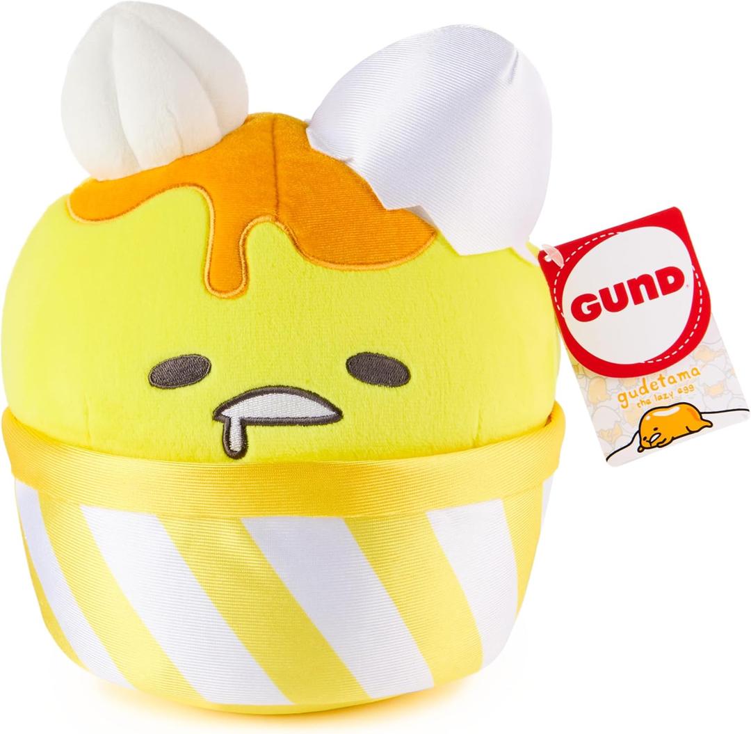 GUND Sanrio Gudetama The Lazy Egg Stuffed Animal, Gudetama Ice Cream Cup, Plush Toy for Ages 1 and Up, 9