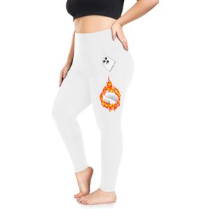 Plus Size Fleece Lined Leggings with Pockets for Women High Waisted Warm Thermal Winter Yoga Pants for Workout (XX-Large, White)