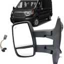Left Driver Side Mirror Long Arm Compatible with 2015-2025 Ford Transit 150 250 350 350HD Left Side Rear Door Mirror with Signal Light and Blind Spot Sensor