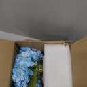 Hollyone Hydrangea Artificial Flowers with Vase Blue Silk Fake Flowers Arrangements in Glass Vase with Faux Water Faux Floral Bulk Bouquet for Home Decor Bathroom Table Centerpiece Shelf Decorations