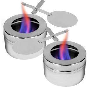 Stainless Steel Chafing Wick Fuel Holders with Safety Cover - Chafer Canned Heat Fuel Box Perfect for Buffets, Barbecue and Catering Events (Silver-2Pack)