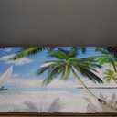 Arjun Beach Painting Blue Ocean Picture Canvas Wall Art Tropical Palm Tree Modern Landscape Artwork Framed Large Size for Living Room Bedroom Bathroom Dinning Room Home Office Wall Decor, 48"x24"