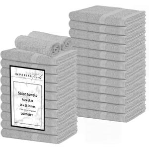 Hand Towels (Pack of 24) Grey Economy Salon Towels - 100% Cotton Spa Towel 16 x 26 Inches Highly Absorbable, Facial Gym Towel, Hair Towels Face Towel Bulk