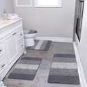 Bsmathom Bathroom Rugs Sets 4 Piece with Toilet Cover, Plush Shaggy Microfiber Non Slip Bath Rugs, Machine Washable Bathroom Mat with U-Shaped Contour Toilet Mat for Bathroom Tub, Shower, Dark Grey (18"x26"+20"x31"+U20"x24"+Cover19"x21")