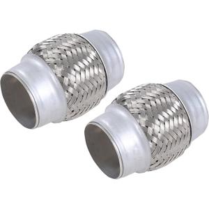 2PCS Exhaust Flex Pipe Stainless Steel Double Braid Long Heavy Duty 2 x 4'' inch w/Ends 4'' inch Long