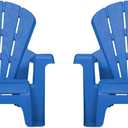 Little Tikes Kids Garden Chair 2 Pack in Blue, Outdoor Toddler Activity Adirondack Chairs for Picnic, Garden, Patio, Backyard & Beach, Outdoor Chair Set