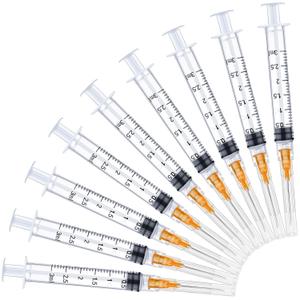 3ml Syringe with 25G 1 inch Needle, 3ml Luer Lock Syringe, Needles for Injections, Individual Package, Pack of 50