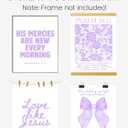 2 x FGFK Coquette Bow Floral Christian Wall Art Prints Set of 4, Lamentations 3:23 Psalm 16:11 Ps.27:1 Bible Verses Posters Pictures Wall Decor for Girls Room Home Dorm Apartment, 8x10 Unframed - Purple