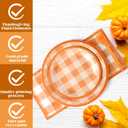 Honeydak 96 Pcs Fall Orange Plaid Party Supplies Thanksgiving Paper Plates and Napkins Fork Autumn Disposable Dinnerware Set Fall Tableware for 24 Guest Thanksgiving Party Decorations (Orange)