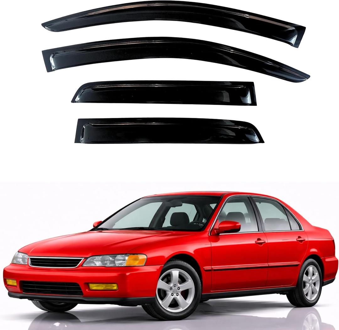 KPY Rain Guards Fit for 1994-1997 Honda Accord Sedan, Out-Channel Window Visors Vent Wind Deflectors 4PC, Car Accessories for 94-97 Accord (Sedan Only)