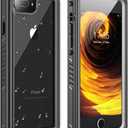 iPhone 7/8 Plus Waterproof Case - Shockproof, Sandproof, Dirtproof IP68, Full Body Protection, Black/Clear