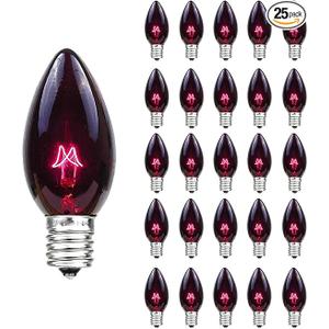 25 Pack C7 Replacement Bulbs, Dark Purple Halloween Light Bulbs, E12 Candelabra Base 5W Incandescent for Outdoor String Lights, Christmas Tree, Patio, Party Decor