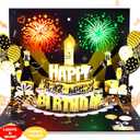 Happy Birthday Cards, 3D Pop-Up Firework Birthday Cards with Music & LED Lights, DIY Age Birthday Gifts for Mom, Women, Men, Kids, Dad, Father, Wife