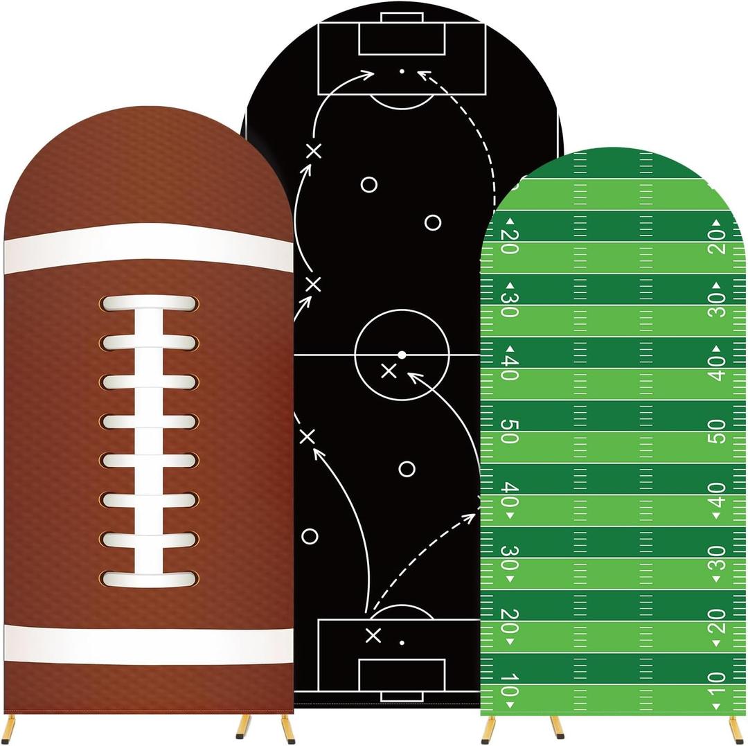 3 Pcs Football Backdrop Arch Covers 4ft 5ft 6ft Spandex Stretchy Party Backdrop for Football Birthday Decorations Superbowl Sports Themed Party (Soccer)