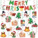 Christmas Decor Set: Banner & Hanging Swirls - for Home, Office, Classroom Indoor Christmas Party Decorations