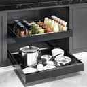 ZGO Pull Out Cabinet Organizer, Expandable(11.5"-19.6") Drawer Organizer, Pot and Pan Organizer for Under Cabinet, Pantry Kitchen Organizers and Storage Pan Organizer Storage Drawers(Black, 1PC)