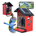 Bird Feeder with Camera Solar Powered, Upgraded Metal Smart Birds Feeders Squirrels Proof, 2K HD Video Auto Capture, Identify 10000 Plus Species, Notify in Time, Ideal Gift for Bird Lover, RED
