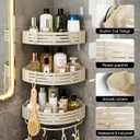 3-Tier No-Drill Storage Caddy with Hooks&Towel Bar,Organizing Solution for Bathroom,Shower&Kitchen,Holds Shampoos,Soaps,Sponges&Cleaners,Triangle,Cream