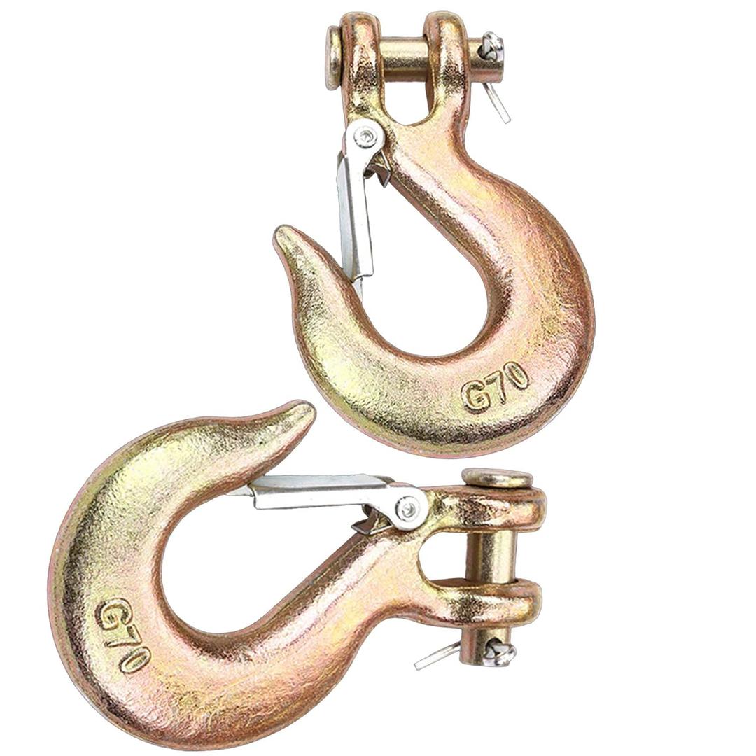 3/8 Inch Clevis Slip Hook, 2Pcs Trailer Safety Chain Hooks, Heavy Duty Forged G70 Hook with Safety Latch, Clevis Rigging Tow Winch Trailer for Transport, Lift and Pull, Capacity18000 lbs