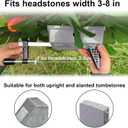 Never Blown Away - 2 Pack Grave Saddle Holder, Reusable Tombstone Flower Frame for 3 to 8 Inches Wide Headstones, Cemetery Decor Saddles to Honor Loved Ones, Gray (Patented)