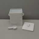 SOUJOY Pet Treat and Food Storage Bin with Lid and Scoop, 5LBS White Vintage Farmhouse Storage Tin, Coated Carbon Steel Canister, Gift for Dogs Owners