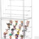 Clear Acrylic Display Case Upgrade 4 Tier Figure Display Case with 3 Movable Dividers, Stackable Display Box Showcase with Magnetic Door for Collectibles (Large-2pack)
