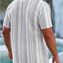 SHENHE Men's Summer Short Sleeve Button Down Striped Shirt Casual Beach Going Out Shirt (XXL)