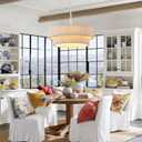 White Boho Chandelier 20-inch Natural Wicker