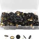 Piutouyar 300Pcs Black Decorative Flat Push Pin, Plastic Roundness Head Thumbtack, Black Thumb Tacks for Wall, Map, Cork Board, 3/8 Inch